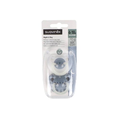 CHUPETE SILICONA ANATOMICO SUAVINEX NOCHE 6 - 18 MESES 2 UNIDADES
