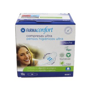 COMPRESAS ULTRAFINAS 100 ALGODON FARMACONFORT NOCHE ALAS...