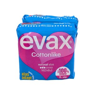 FEM COMPR HIGIENICAS  EVAX COTTONLIKE NORMAL CON ALAS 16 U