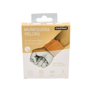 MUÑEQUERA MEDILAST VELCRO 1 UNIDAD TALLA GRANDE COLOR BEIGE